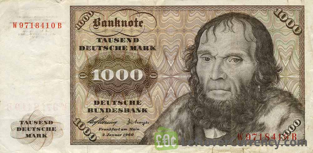1000 Deutsche Marks banknote - Johannes Schoner obverse accepted for exchange