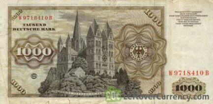 1000 Deutsche Marks banknote - Johannes Schoner reverse accepted for exchange