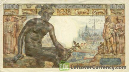 1000 French Francs banknote - Déesse Déméter reverse accepted for exchange