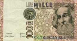 1000 Italian lire banknote Marco Polo obverse
