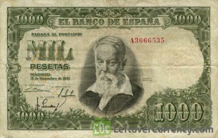 1000 Spanish Pesetas banknote - Joaquin Sorolla obverse accepted for exchange
