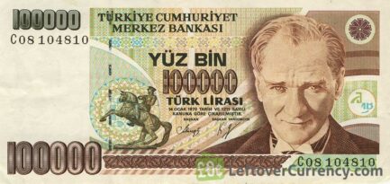 yüz bin 100000 old Turkish lira banknote