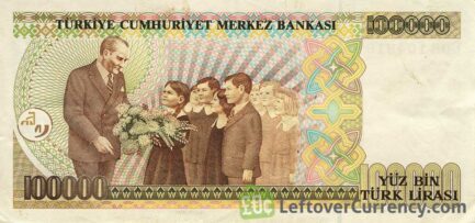 100000 old Turkish Lira banknote Ataturk