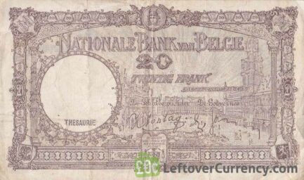 20 Belgian Francs banknote - Série Nationale reverse accepted for exchange