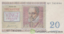 20 Belgian Francs Treasury banknote (Orlande de Lassus) obverse