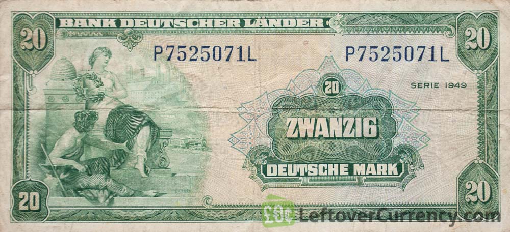 20 Deutsche Marks banknote (Bank Deutcher Länder 1949) obverse