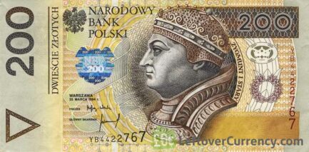 200 Polish Zloty banknote - King Zygmunt I obverse accepted for exchange