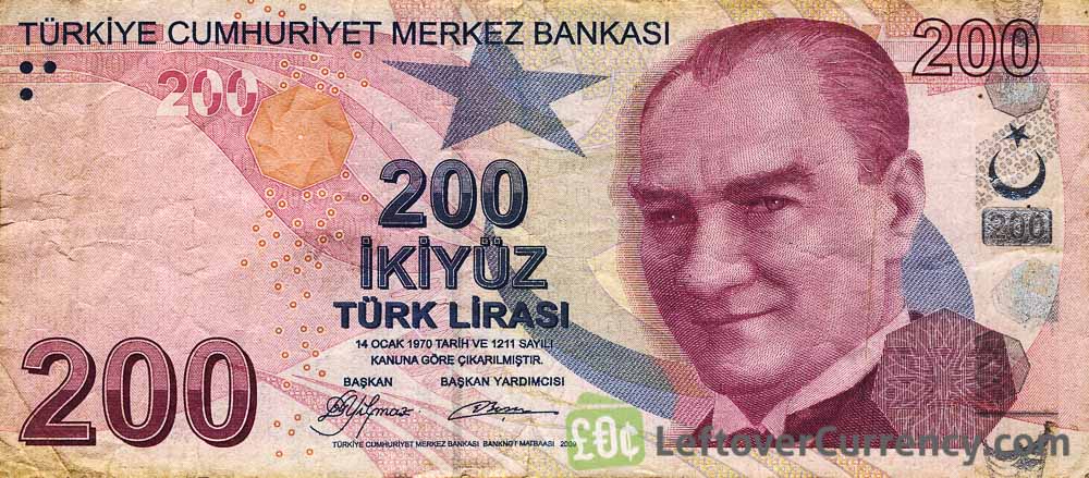 200 Turkish Lira banknote - 9th emission group (2009) obverse accepted for exchange