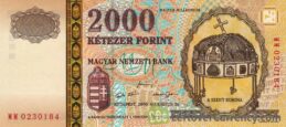 2000 Hungarian Forints banknote - Millennium Crown of St. Stephan obverse accepted for exchange