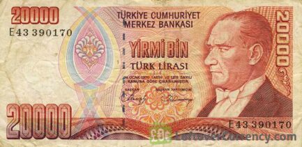 20000 Turkish old lira banknote