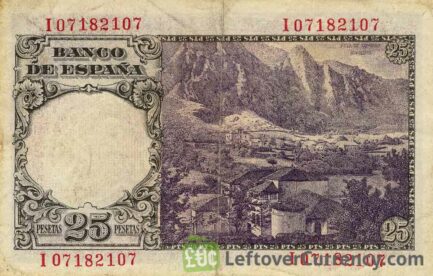 25 Spanish Pesetas banknote - Florez Estrada reverse accepted for exchange