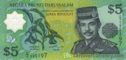 5 Brunei Dollars banknote series 1996 obverse accepted for exchange