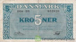 5 Danish Kroner banknote 1944-1946 issue obverse accepted for exchange