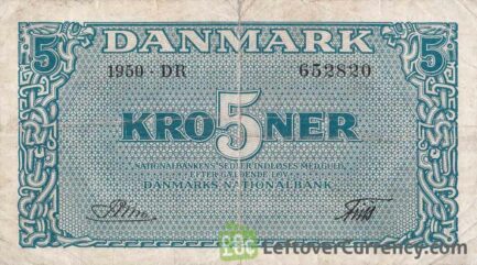 5 Danish Kroner banknote 1944-1946 issue obverse accepted for exchange