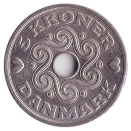 5 Danish kroner coin obverse accepted for exchange