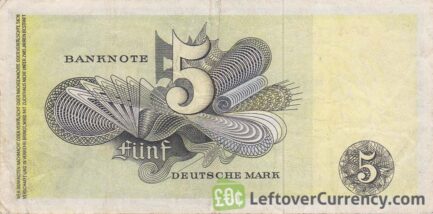 5 Deutsche Marks banknote type Europa (Bank Deutcher Länder) reverse