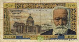 5 French Francs banknote - Victor Hugo obverse accepted for exchange