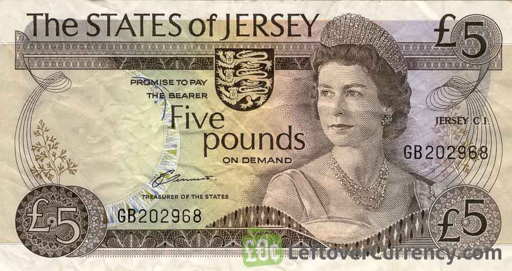 5 Jersey Pounds banknote - Elizabeth Castle obverse accepted for exchange