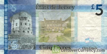 5 Jersey Pounds banknote series 2010 reverse accepted for exchange