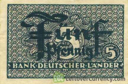 5 Pfennig banknote Germany - Bank Deutcher Länder obverse accepted for exchange