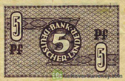 5 Pfennig banknote Germany - Bank Deutcher Länder reverse accepted for exchange