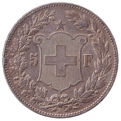 5 Swiss Francs coin shield