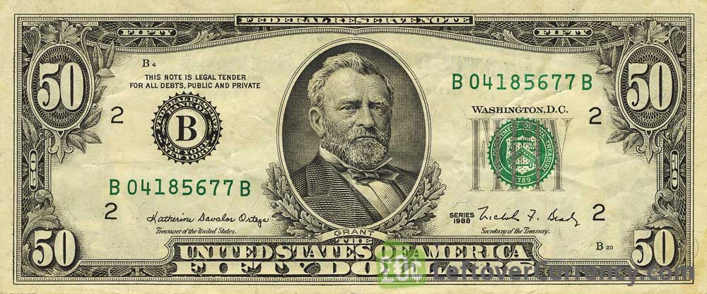 50 USD  Money, Dollar, Ulysses grant