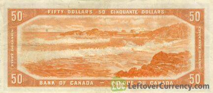 50 Canadian Dollars banknote series 1954 reverse accepted for exchange