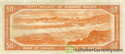 50 Canadian Dollars banknote series 1954 reverse accepted for exchange