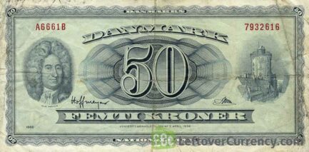 50 Danish Kroner banknote - Ole Romer obverse accepted for exchange