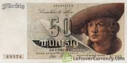 50 Deutsche Marks banknote type Kaufmann (Bank Deutcher Länder) accepted for exchange