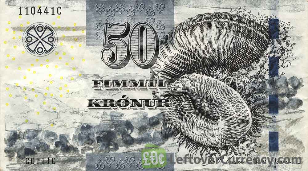 50 Faroese Kronur banknote - Ram's horn obverse accepted for exchange