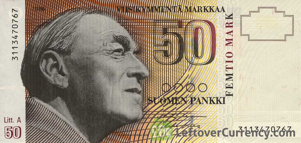 50 Finnish Markkaa banknote - Alvar Aalto obverse accepted for exchange