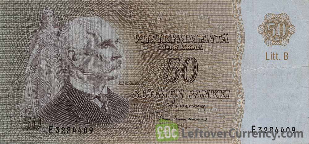 50 Finnish Markkaa banknote - Kaarlo Juho Stahlberg (1963) accepted for exchange