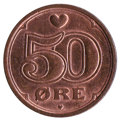 50 ore coin Denmark obverse accepted for exchange