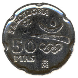 50 Spanish pesetas coin obverse