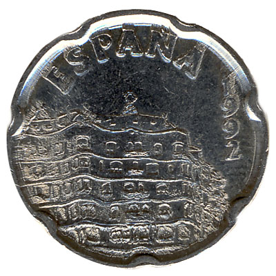 50 Spanish pesetas coin reverse