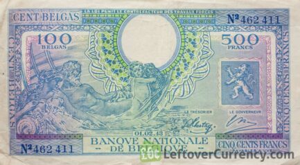 500 Belgian Francs banknote (type Londres) obverse