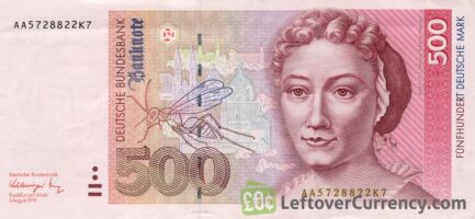 500 Deutsche Marks banknote - Maria Sibylla obverse accepted for exchange