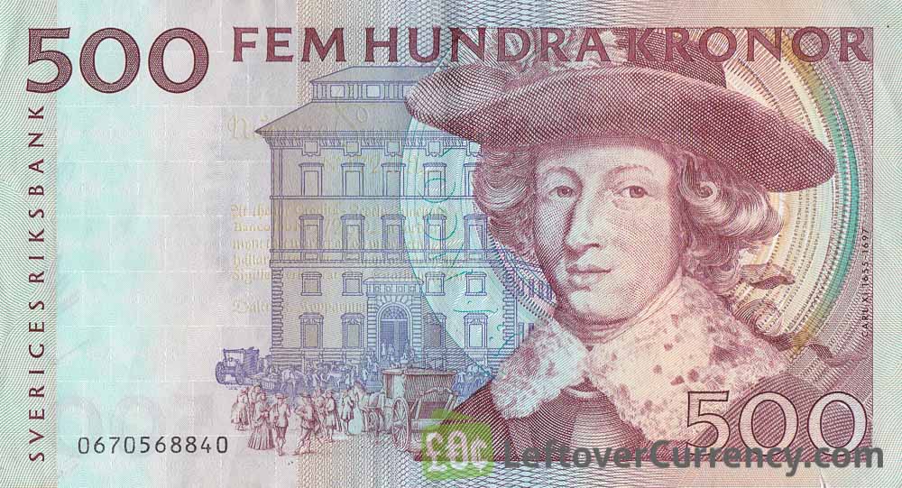 500 Swedish Kronor banknote - King Carl XI issue 1989 obverse