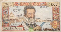 5000 French Francs banknote (Henry IV) obverse