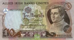 Allied Irish Banks Limited 10 Pounds banknote - Young man obverse accepted for exchange