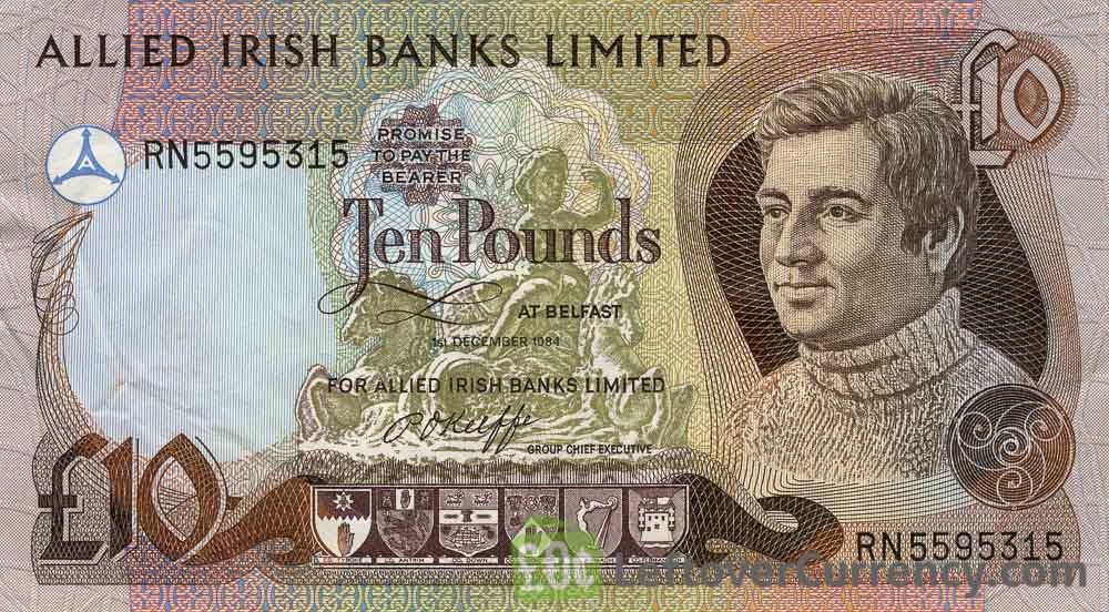 Allied Irish Banks Limited 10 Pounds banknote - Young man obverse accepted for exchange