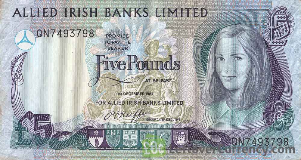 Allied Irish Banks Limited 5 Pounds banknote - Young girl obverse accepted for exchange