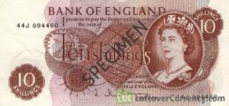 Bank of England 10 Shillings banknote - HM the Queen portrait type obverse accepted for exchange
