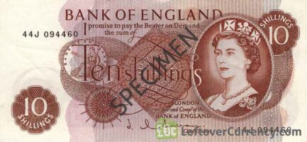 Bank of England 10 Shillings banknote - HM the Queen portrait type obverse accepted for exchange