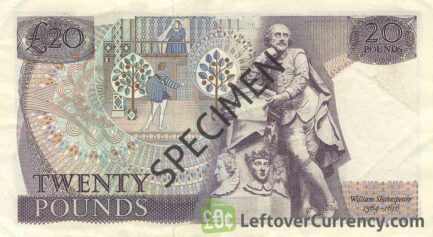 Bank of England 20 Pounds Sterling banknote - William Shakespeare reverse accepted for exchange