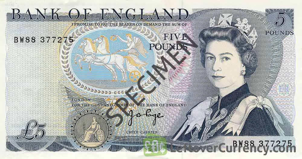 Bank of England 5 Pounds Sterling banknote - Duke of Wellington obverse accepted for exchange