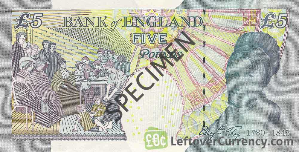 Bank of England 5 Pounds (Elizabeth Fry) - exchange yours