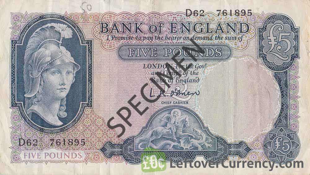 Großbritannien 5 Pounds 1982-88 Geldschein Banknote England Five Pounds aEF